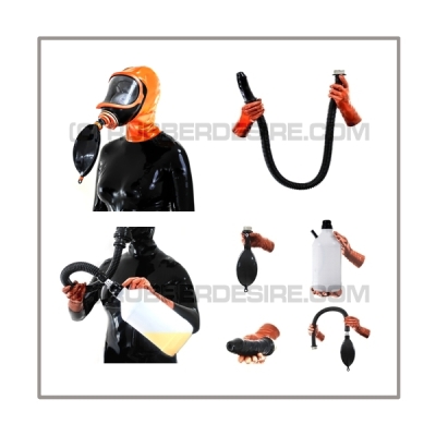 Deluxe CLIMAX gasmask-zipperhood-system ULTIMATE-X with tube-set, sniffdildo, inhaler-set and rebreathing-bag-set